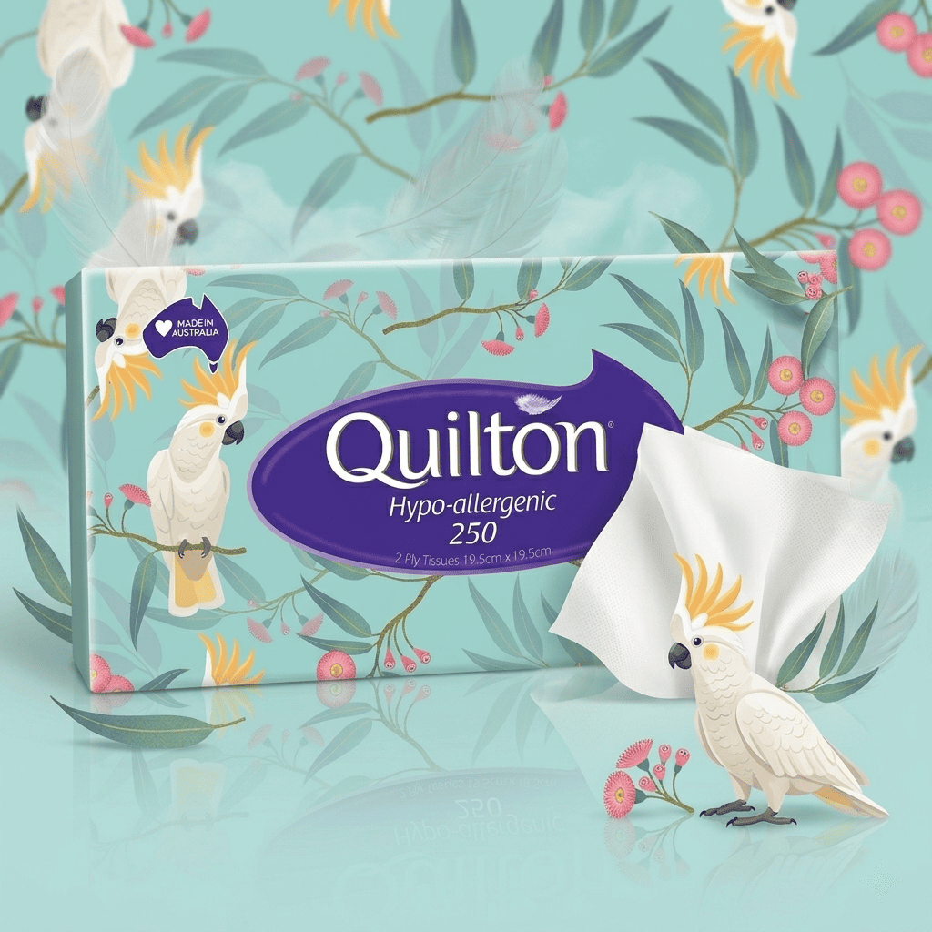 Quilton Premium 2-Ply Tissues - Unscented & Hypo-allergenic, 250 Count Soft Box